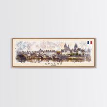 Carregar imagem no visualizador da galeria, Angers France Wall Art, Panoramic Travel Poster, Panoramic Framed Canvas Print, City Wall Art, Wall Hanging Home Decor, Travel Art
