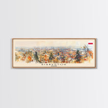 Cargar imagen en el visor de la galería, Bialystok Poland Panoramic Travel Poster, Framed Canvas Print or Metal Wall Art, Travel Art, Home Decor, Panoramic Painting, Midcentury Art
