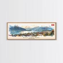 Cargar imagen en el visor de la galería, Biel Switzerland Wall Art, Panoramic Travel Poster, Panoramic Framed Canvas Print, City Wall Art, Wall Hanging Home Decor, Travel Art

