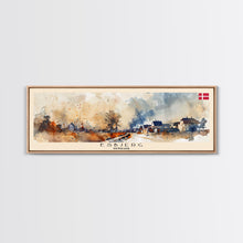 Load image into Gallery viewer, Esbjerg Denmark Travel Art, City Art, Framed Canvas Print or Metal Wall Art, Europe Travel Poster, Panoramic Wall Art, Extra Wide Wall Art
