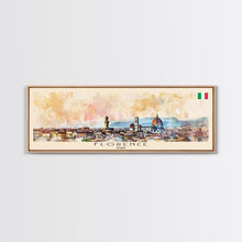 Carregar imagem no visualizador da galeria, Florence Italy Panoramic Travel Poster, Framed Canvas Print or Metal Wall Art, Travel Art, Home Decor, Panoramic Painting, Midcentury Art
