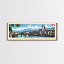 Load image into Gallery viewer, Bern Switzerland Travel Art, City Art, Framed Canvas Print or Metal Wall Art, Europe Travel Poster, Panoramic Wall Art, Extra Wide Wall Art
