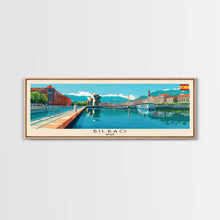 Cargar imagen en el visor de la galería, Bilbao Spain Wall Art, Panoramic Travel Poster, Panoramic Framed Canvas Print, City Wall Art, Wall Hanging Home Decor, Travel Art
