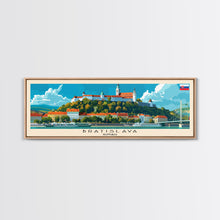 Load image into Gallery viewer, Bratislava Slovakia Wall Art, Panoramic Travel Poster, Panoramic Framed Canvas Print, City Wall Art, Wall Hanging Home Decor, Travel Art
