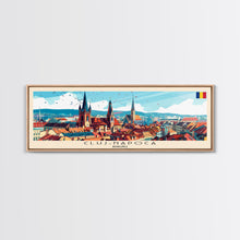 Load image into Gallery viewer, Cluj Napoca Romania Travel Print Wall Art, Panoramic City Art, Travel Art, Wall Decor, Vacation Gift, Framed Canvas Print Or Metal Art
