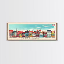 Cargar imagen en el visor de la galería, Copenhagen Denmark Travel Print Wall Art, Panoramic City Art, Travel Art, Wall Decor, Vacation Gift, Framed Canvas Print Or Metal Art
