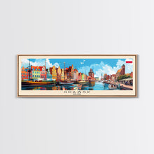 Load image into Gallery viewer, Gdansk Poland Travel Print Wall Art, Panoramic City Art, Travel Art, Wall Decor, Vacation Gift, Framed Canvas Print Or Metal Art
