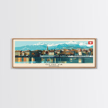 Carregar imagem no visualizador da galeria, Geneva Switzerland Wall Art, Panoramic Travel Poster, Panoramic Framed Canvas Print, City Wall Art, Wall Hanging Home Decor, Travel Art
