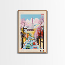 Load image into Gallery viewer, Érd Hungary Travel Poster Framed Canvas Print, Midcentury Modern Art, Pop Art Wall Decor, Living Room Art, Vacation Gift

