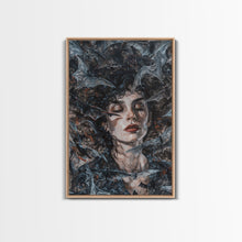Load image into Gallery viewer, Bats and Beauty in the Night - Spooky Halloween Wall Art - Creepy Home Decor - Gothic Art Print - Unique Halloween Decoration
