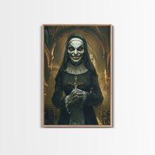 Load image into Gallery viewer, Creepy Nun Canvas Print - Halloween Art, Scary Art, Spooky Home Decor, Creepy Portrait, Gothic Wall Art, Halloween Decor Framed Canvas Print
