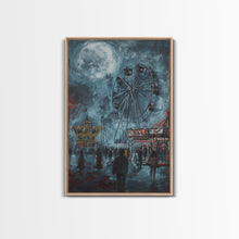 Load image into Gallery viewer, Eerie Carnival, Halloween Art, Spooky Wall Decor, Framed Canvas Print, Creepy Art, Halloween Wall Decor, Seasonal Wall Art, Scary Artwork
