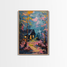 Load image into Gallery viewer, Eerie Moonlit Cemetery Framed Canvas Print, Halloween, Haunted Graveyard Wall Art, Gothic Horror Decor, Spooky Artwork, Framed Canvas Print
