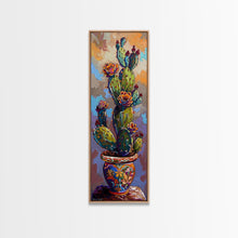 Carregar imagem no visualizador da galeria, Cactus Canvas Printed and Framed Art, Colorful Botanical Wall Art, Desert Art Print, Vertical Narrow Wall Art, Art Print for Kitchen
