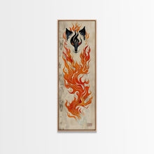 Load image into Gallery viewer, Fiery Kitsune Spirit Skinny Art Tall Art Japanese Ukiyo-e Inspired Mythical Creature Framed Canvas Print
