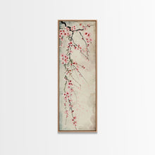 Cargar imagen en el visor de la galería, Cherry Blossoms, Full Bloom, Japanese Art, Skinny Art, Tall Art, Framed Canvas Print, Ukiyo-e Style

