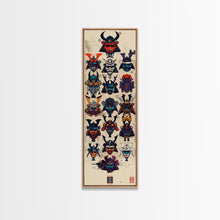 Carregar imagem no visualizador da galeria, Canvas Print Traditional Japanese Samurai Helmets Collection, Intricate Details In Warrior Masks, Bold Cultural Decor For Any Space

