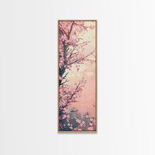 Load image into Gallery viewer, Beautiful Cherry Blossoms Blooming On Tree Branch Against Soft Pastel Background Captured Tall Framed Canvas Print Floral Home Decor
