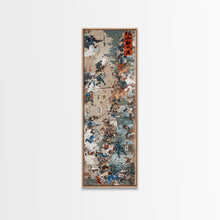 Load image into Gallery viewer, Battle Scene Featuring Warriors in Traditional Japanese Armor Ukiyo-e Art Framed Canvas Print Skinny Tall Art
