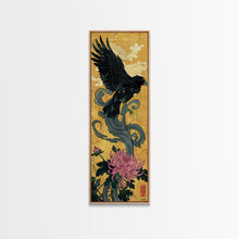Carregar imagem no visualizador da galeria, Canvas Print Japanese Eagle In Flight Over Chrysanthemum Flowers, Bold Traditional Art For Statement Wall Piece, Cultural Home Decor
