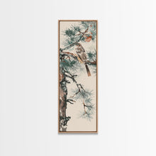 Carregar imagem no visualizador da galeria, Canvas Print Sparrow Perched On Pine Tree Branch, Subtle And Serene Japanese Nature Scene For Tranquil Home Decor, Wall Decoration
