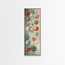 Load image into Gallery viewer, Skinny Art, Japanese Style Art, Hanging Lanterns Wood Block Print Framed Canvas Print Tall Art Ukiyo-e Art

