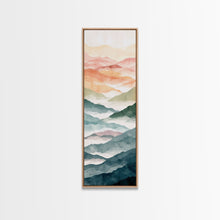 Load image into Gallery viewer, Rolling Hills And Layered Mountains In Soft Pastel Hues Ukiyo-e Wood Block Print Skinny Art Framed Canvas Print

