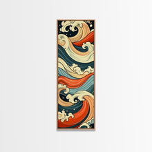 Carregar imagem no visualizador da galeria, Abstract Wave Pattern With Vibrant Colors - Skinny Art Tall Art Framed Canvas Print Japanese Style Art Ukiyo-e Art
