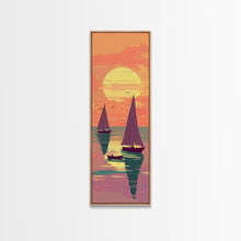Load image into Gallery viewer, Sailing Boats In The Sunset Over Serene Waters In Japanese Style Ukiyo-e Art Framed Canvas Print Skinny Art Tall Art
