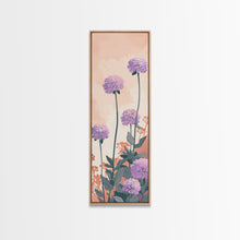 Carregar imagem no visualizador da galeria, Beautiful Purple Flowers Standing Tall In Japanese Style Ukiyo-e Art Framed Canvas Print Skinny Art Tall Art
