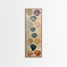 Cargar imagen en el visor de la galería, Colorful Shells On Textured Background Skinny Art Wood Block Print Japanese Style Art Framed Canvas Print Tall Art Ukiyo-e Art
