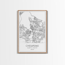 Cargar imagen en el visor de la galería, Chesapeake Street Map, Virginia Map, City Map Art, Modern Art, Wall Art, Canvas Print, Canvas Wall Art, Travel Art, Above Bed Décor

