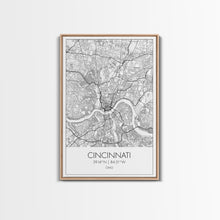 Cargar imagen en el visor de la galería, Cincinnati Street Map, Ohio Map, City Map Art, Minimalist Art, Wall Art, Canvas Print, Canvas Wall Art, Travel Wall Art, Birthday Gift
