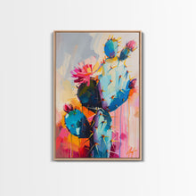 Cargar imagen en el visor de la galería, Flowering Cactus Framed Canvas Print - Desert Plant Wall Art, Living Room Decor, Modern Artwork, Unique Succulent Art for Bedroom and Office
