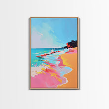Load image into Gallery viewer, Dynamic Waves Crashing on Vibrant Beach - Framed Canvas Print, Coastal Wall Art, Ocean Vibes Decor for Living Room
