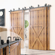 Load image into Gallery viewer, Double Track U-Shape Bypass Sliding Barn Door Hardware Kit - Classic Design Roller
