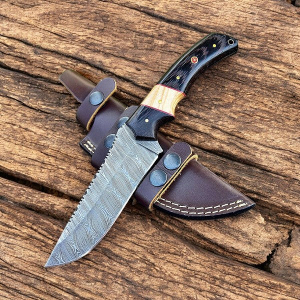 Custom Handmade Damascus Hunting Knife – 10