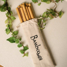 Load image into Gallery viewer, 10 Organic Bamboo Straws &amp; Coconut Fiber Straw Cleaner
