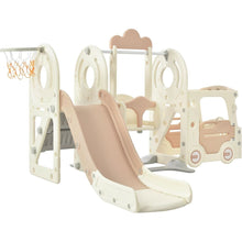 Load image into Gallery viewer, Kids Swing-N-Slide with Bus Play Structure, Freestanding Bus Toy with Slide&amp;Swing for Toddlers, Bus Slide Set with Basketball Hoop
