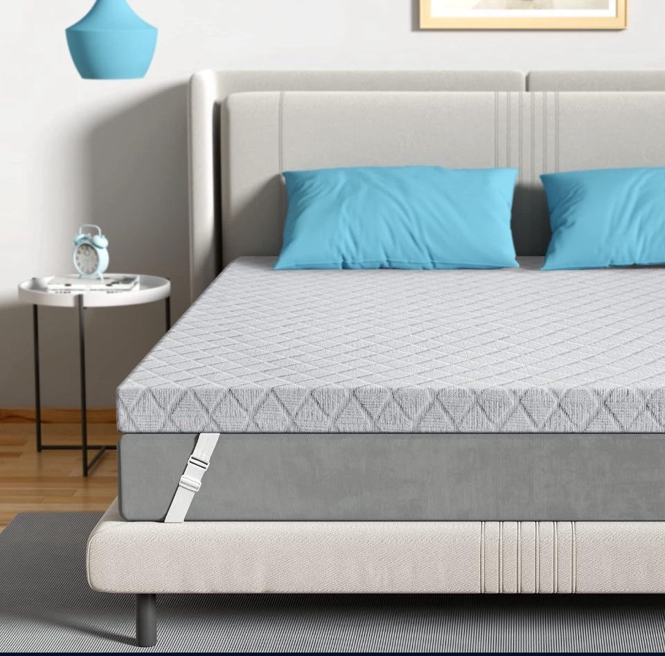 Sleepmax 3 Inch Firm Mattress Topper King Size- Firm to Extra Firm Memory Foam Bed Topper - Relieve Back Pain - High Density Foam Mattress Pad with Sk