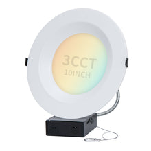 Load image into Gallery viewer, 10 Inch Recessed LED Downlight with Junction Box - Selectable Wattage(22/29/37.5W) &amp; CCT(3000K/4000K/5000K), 3700 Lumens, 0-10V Dimming - ETL &amp; Energy Star Listed
