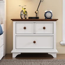 Cargar imagen en el visor de la galería, 2 Pieces Wooden Captain Bedroom Set Full Bed with Trundle and Nightstand, White+Walnut
