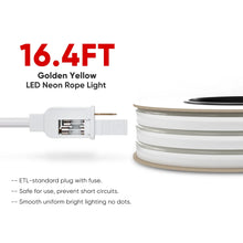 Load image into Gallery viewer, 110V Gold Yellow LED Neon Rope Light (6W/Meter, 165LM/Meter) - Warm White, Dimmable, ETL Listed (Perfect for Home &amp; Business Decor)
