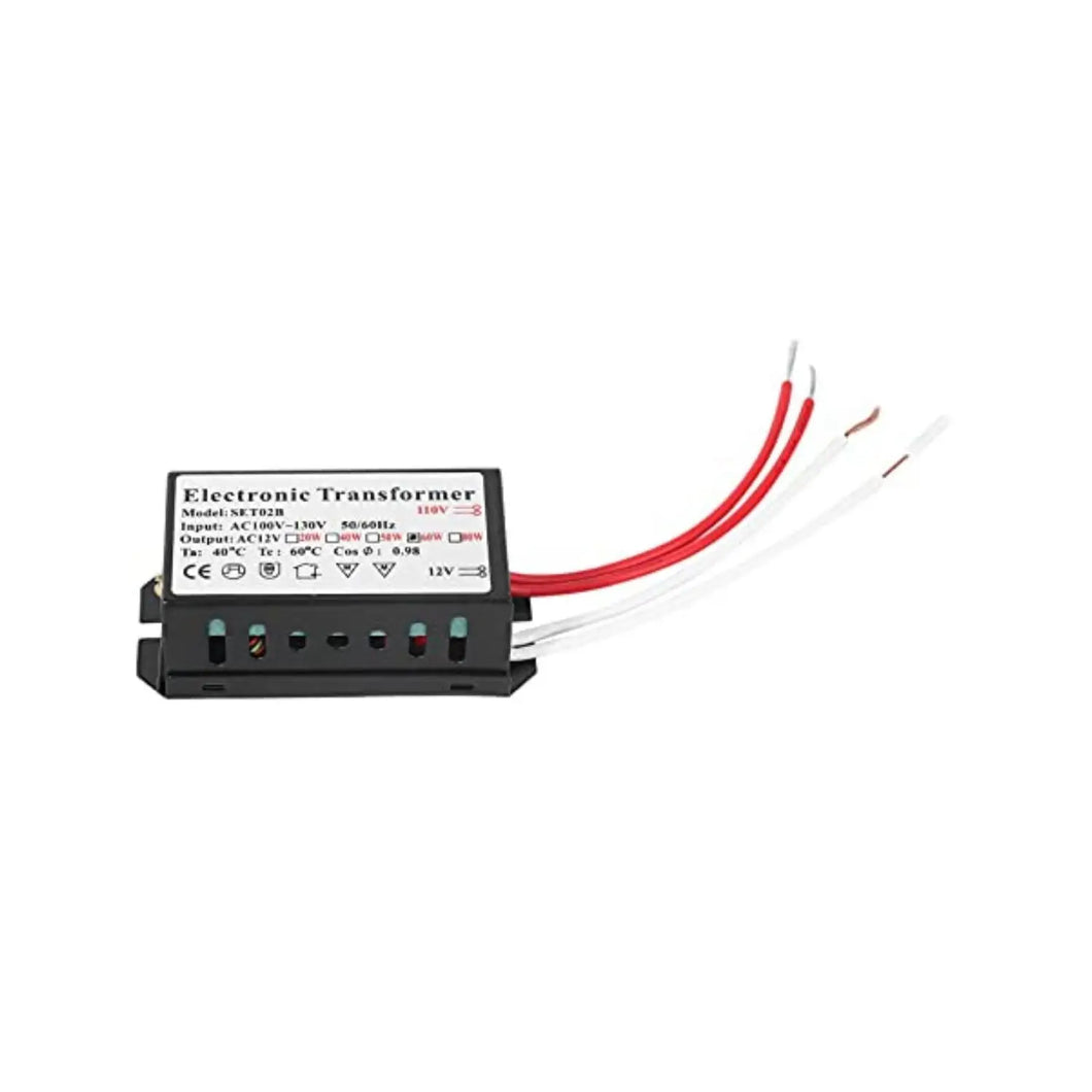 110V to 12V 60W Halogen Electronic Black Transformer