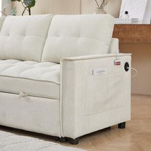 Carregar imagem no visualizador da galeria, 78.75&quot; Reclining Sofa, Pull-Out Sofa Bed with USB and tape-c charging ports, L-Shaped Sectional Sofa with Reclining Storage and Arm Side Organizer Pocket Features, Living Room Comfort Sofa
