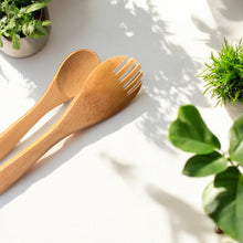 Load image into Gallery viewer, 12&quot; Bamboo Serving Tong with Fork End
