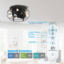 Load image into Gallery viewer, 12&quot; Industrial Flush Mount Ceiling Fan with Light and Remote Control
