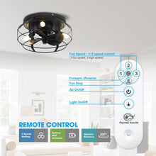 Load image into Gallery viewer, 12&quot; Flush Mount Low Profile Caged Small Ceiling Fan with Light and Remote Control

