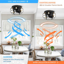 Load image into Gallery viewer, 12&quot; Industrial Flush Mount Ceiling Fan with Light and Remote Control
