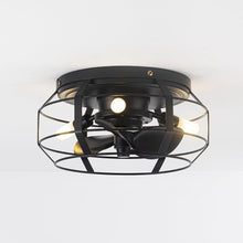 Load image into Gallery viewer, 12&quot; Flush Mount Low Profile Caged Small Ceiling Fan with Light and Remote Control
